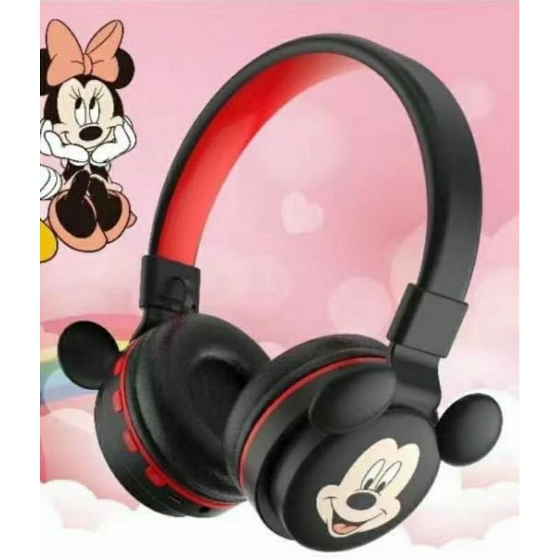 Headphone bando bluetooth karakter mickey bisa memory, denger musik, terima telpon