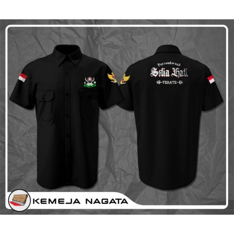 Hem PSHT Pendek Kemeja PSHT Kemeja Nagata Bordir Terate Hem PSHT Bordir Hem Pria Hem Nagata