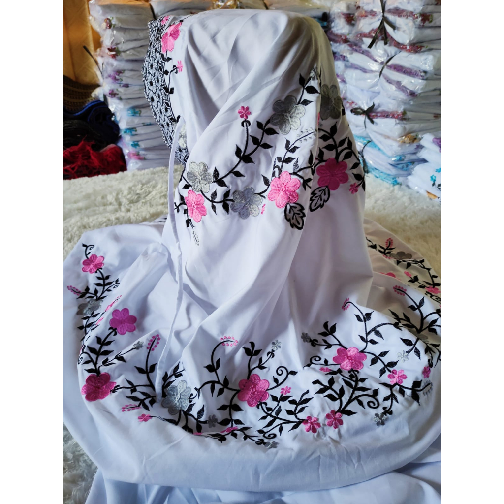 Mukena Mukenah Rukuh Rukoh Santri Lajuran Terusan Langsungan Terusan Katun Jepang Mutiara Santriwati