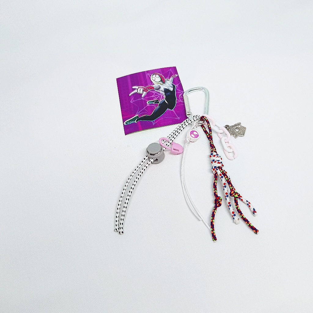 Carabiner Bag Charm Miles Morales and Gwen Stacy Macrame Gantungan Tas Keychain Spider Verse Karabin