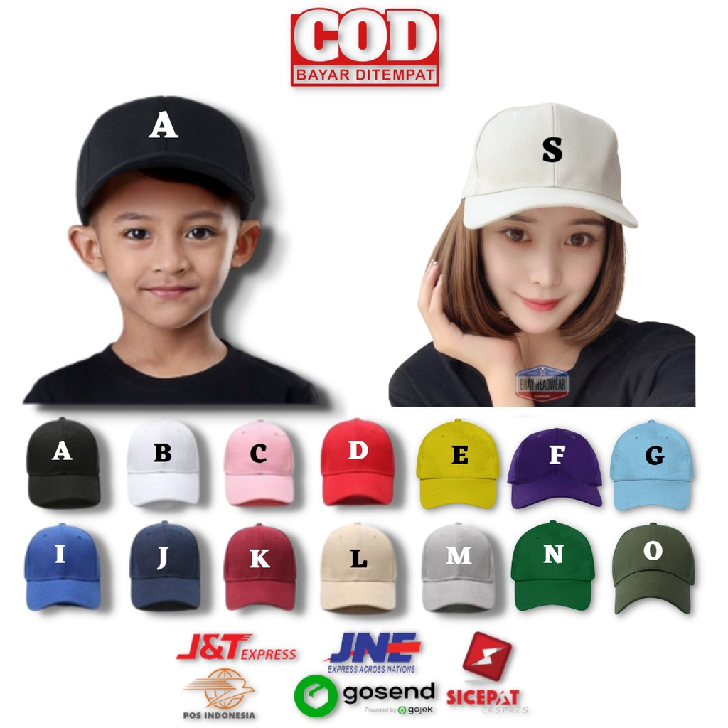 Topi Baseball Dewasa Dan Anak umur 2-10 Tahun Inisial Huruf A B C D E F G H I J K L M N O P Q R S T