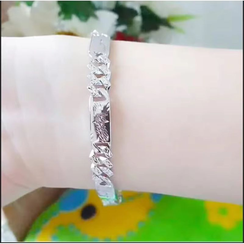 GELANG RANTAI PLAT PUTIH TITANIUM SILVER GELANG WANITA DEWASA ANTI LUNTUR ANTI KARAT