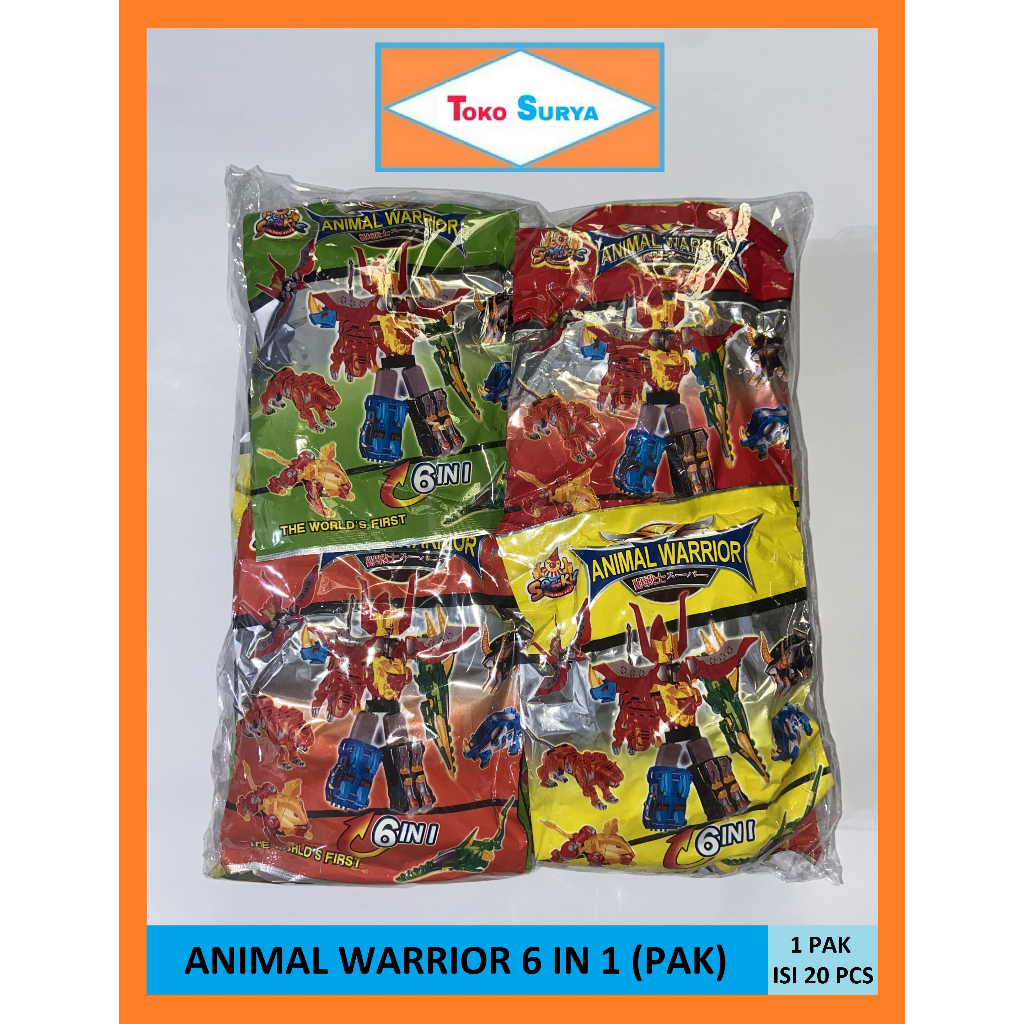 [GROSIR] Sankie Animal Warrior 6 In 1 Mainan Robot Rakit Anak 1 Pak Isi 20 Pcs