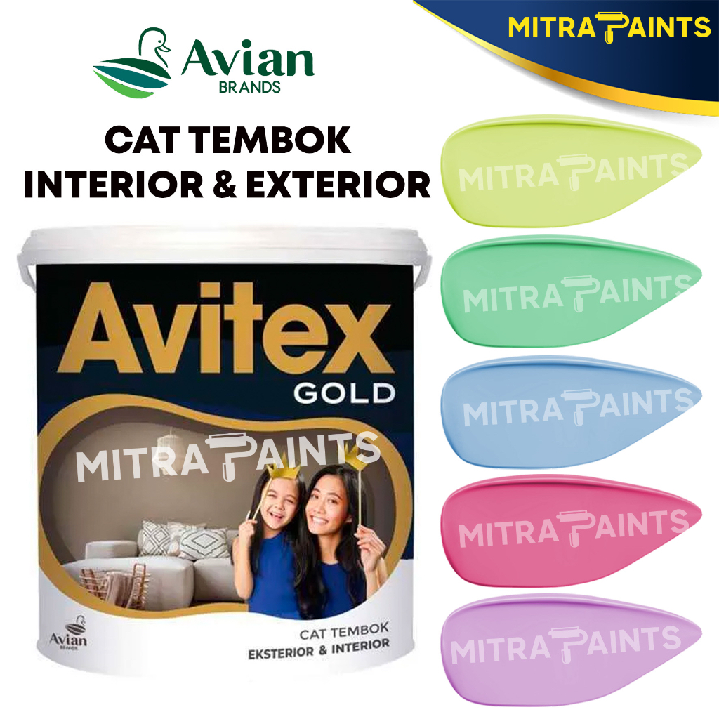 CAT TEMBOK AVITEX GOLD 5 KG / AVIAN EKSTERIOR INTERIOR / BIRU PINK UNGU HIJAU