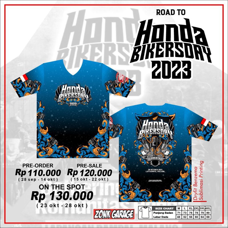 Kaos Jersey Honda bikers day 2023.