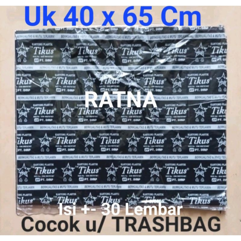 Kresek Hitam Jumbo Murah Tebal/ Kantong Plastik Serbaguna / Trash Bag (Cap TIKUS) Uk 40x65cm