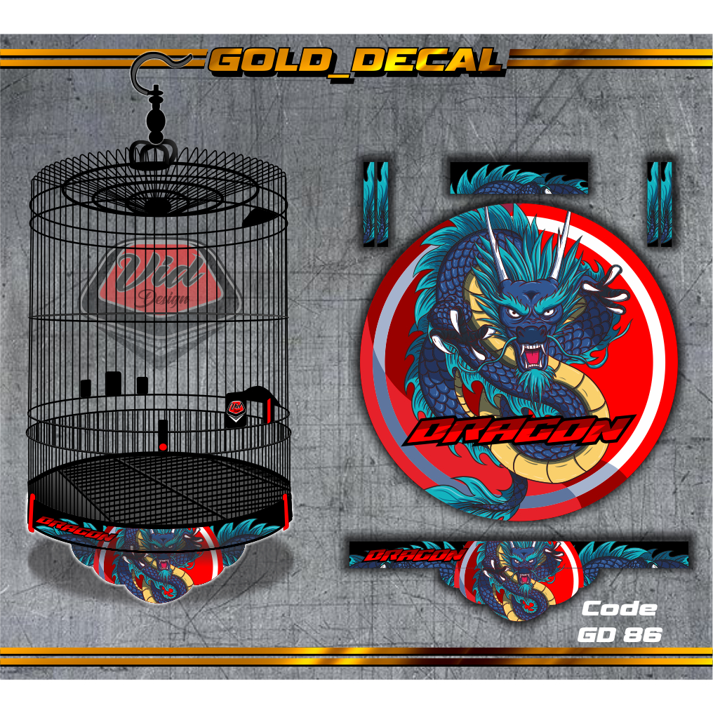 Seticer Sangkar Murai Motif Decal Dragon No 1 2 3 4