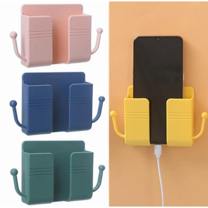 Tempat Hp Remot Rak Cas Handphone Rak Gantung Holder Docking Mobile Remote Tv Rak Tempel Dinding Tem
