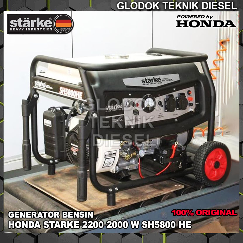 Honda Genset Generator Bensin 2200 2000 Watt Electric Starter SH5800H SH 5800 H HE SH5800HE Starke Start GP160 GP 160 Gasoline 4 Tak Stroke