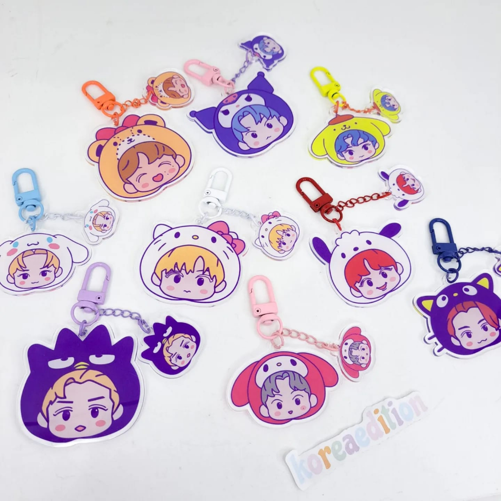 Keychain 2 Akrilik NCT 127 X Sanrio Keyring Gantungan Kunci Taeyong Jaehyun