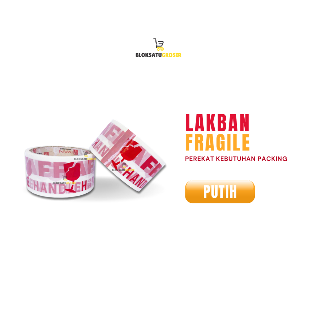 

Lakban Fragile Putih Murah 48mm x 50 Yard