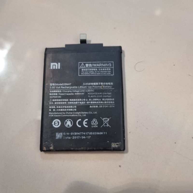 Baterai Batre Xiaomi Redmi 3/3S/3 Pro/4X (BM47) original copotan normal 4000 mAh murni ormal origina
