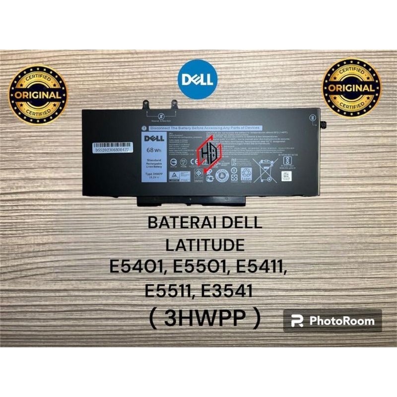 Baterai Dell Latitude 5401 5501 5411 5511 E5401 E5501 E5411(3HWPP)68WH