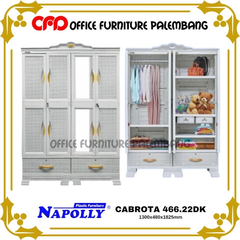 lemari pakaian napolly cabrota 466.22DK lemari baju plastik 4 pintu lemari pakaian murah original
