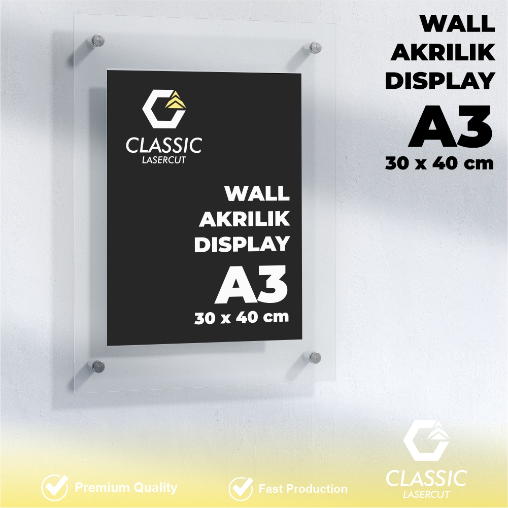 

Wall Akrilik Display A3 / Poster Display Akrilik / Pen Akrilik / Pamflet Akrilik A3 / Wall Akrilik Display 33 x 43