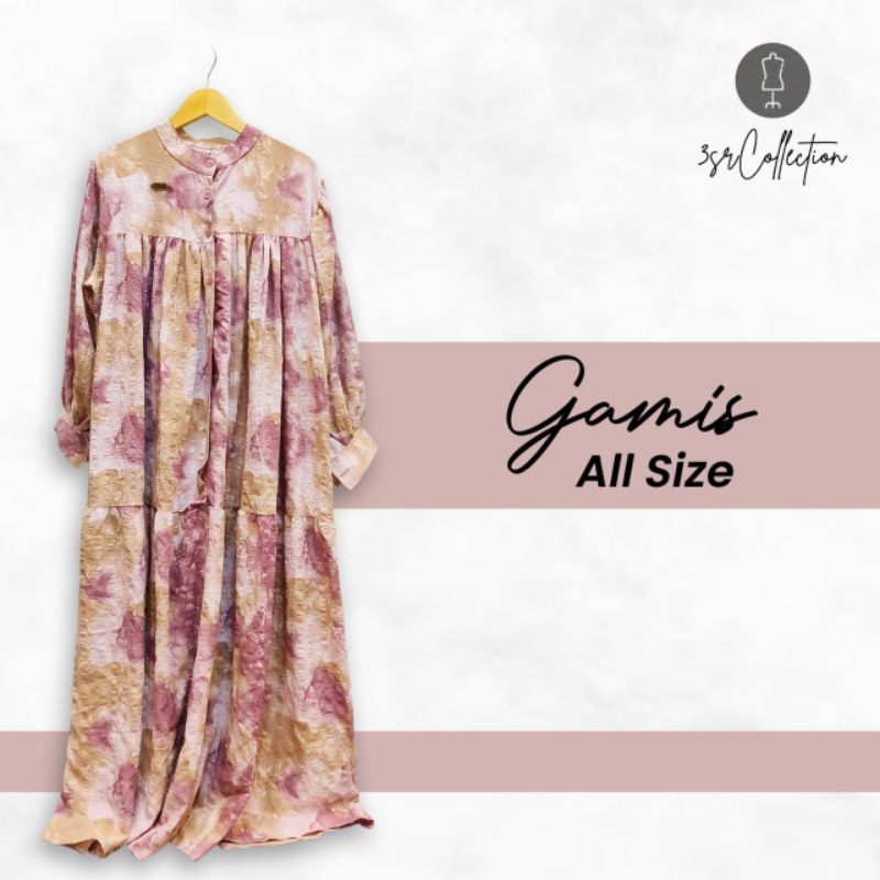 Gamis motif bunga crinkle