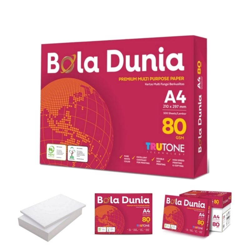 

Kertas A4 80 Gram Bola Dunia 250 Lembar 1 Kg