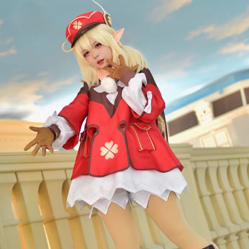 【Lolicos】Ready Klee Genshin Impact Cosplay Costume Game Kostum Dress Wig
