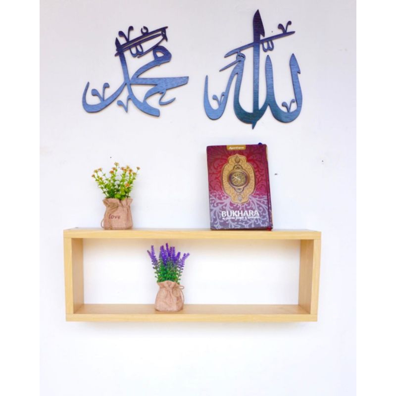 Rak dinding kayu jati belanda/rak persegi panjang/rak buku