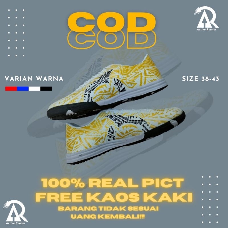 SEPATU FUTSAL ORTUSEIGHT BATIK VOLT PRIA/WANITA FREE KAOS KAKI
