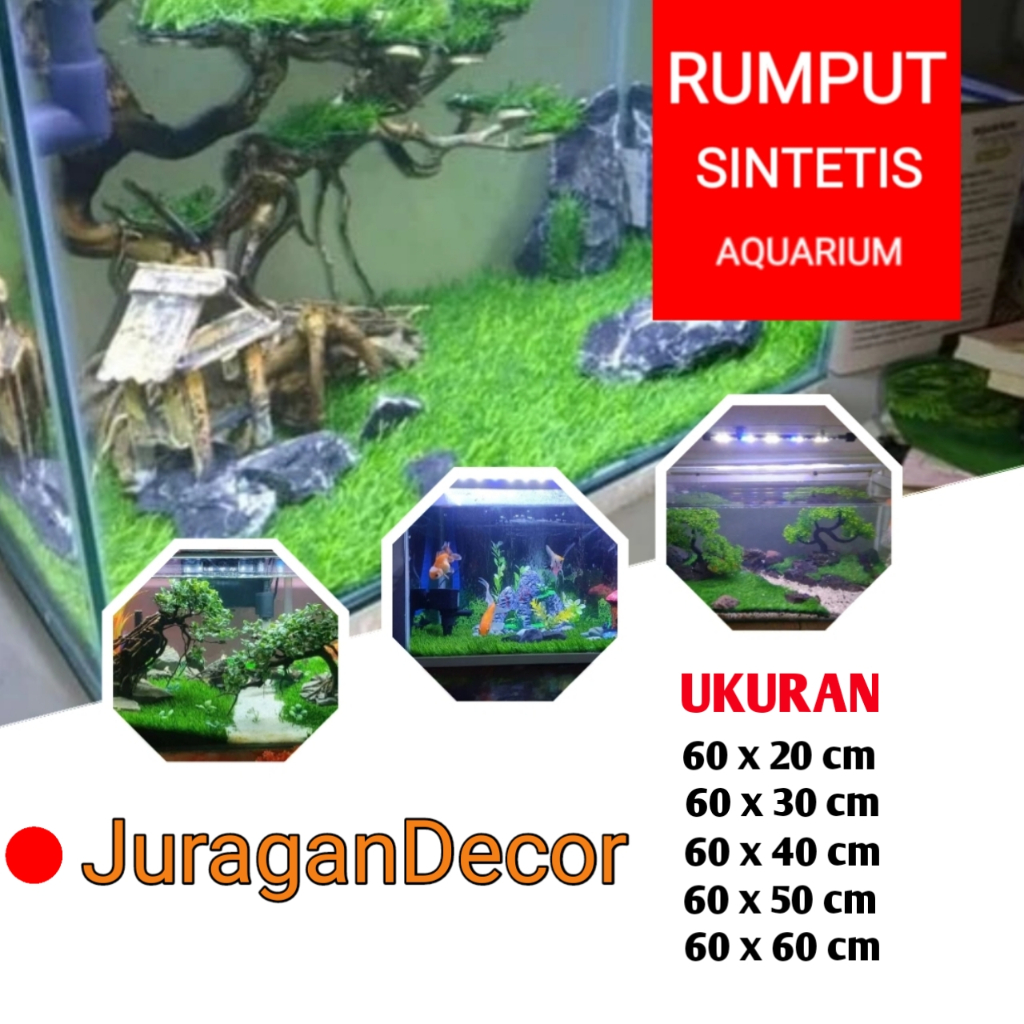 Rumput Sintetis Swiss Full Hijau Aquarium Ukuran 60x20 60x30 60x40 60x50 60x60 cm