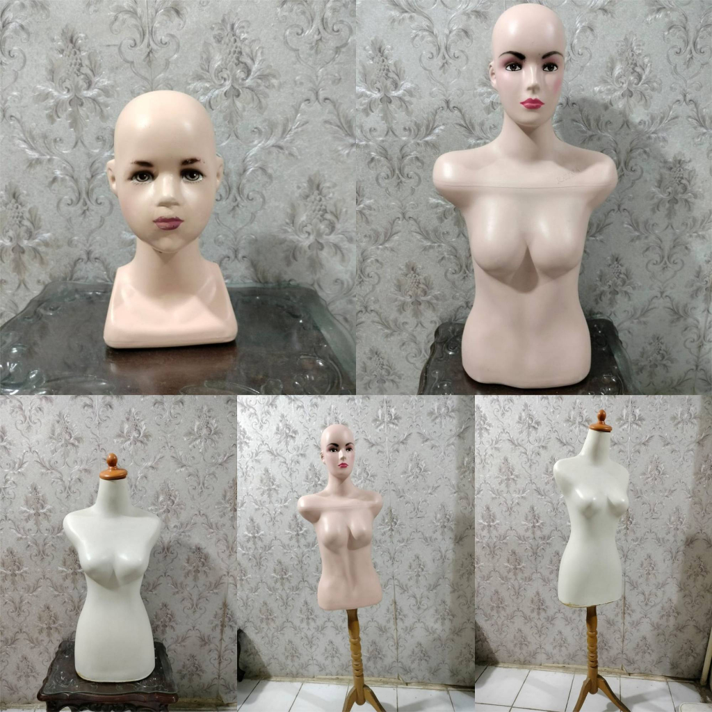PRELOVED Patung Baju Manekin Wanita Setengah Badan/Patung Manekin Kepala Anak/Kaki Tiang