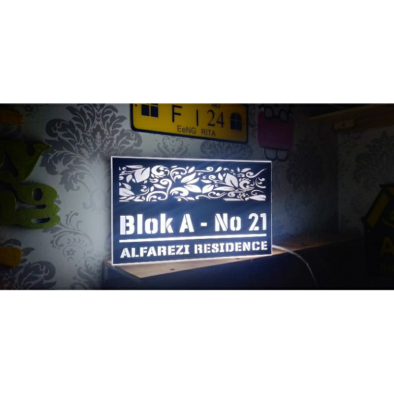 Nomor Rumah LED NEONBOX/ Acrylic / papan Nomor Rumah Akrilik LED/Neon Box