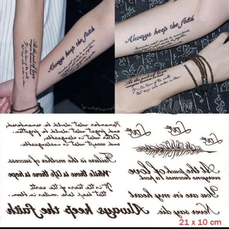 tatto temporer tulisan ukuran small kecil | temporery tato