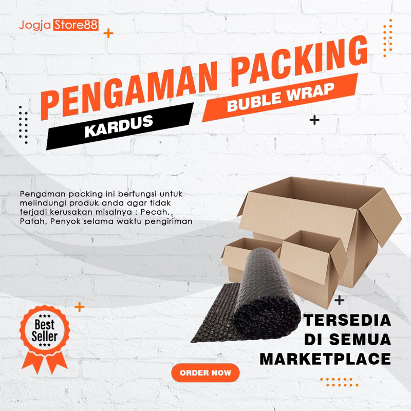 

packing tambahan menggunakan dus dan bubble wrap agar barang aman