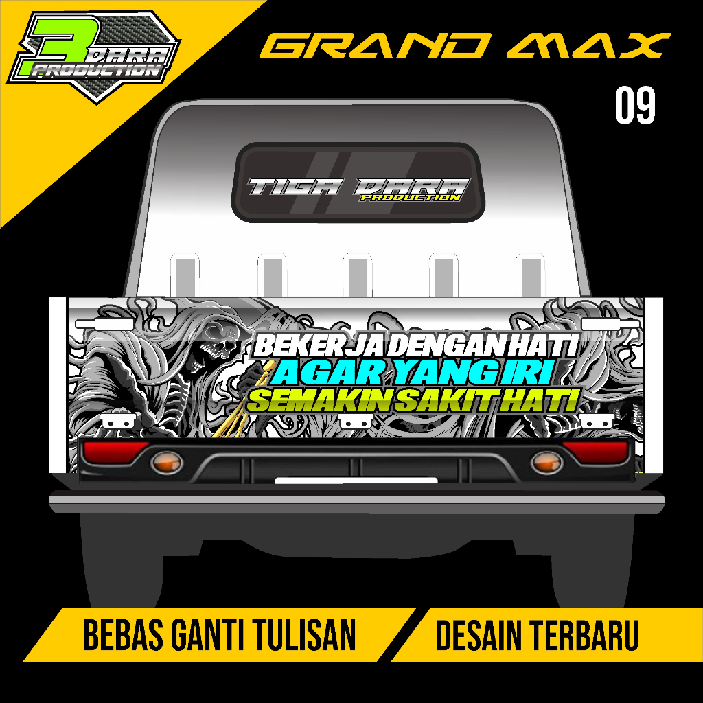 Stiker Decal Pintu Belakang Grand Max pick up StiCker Bak Belakang Grandmax BEBAS REQUEST KODE 09