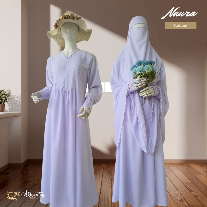 GAMIS JILBAB AKHWATIY NAURA PUTIH