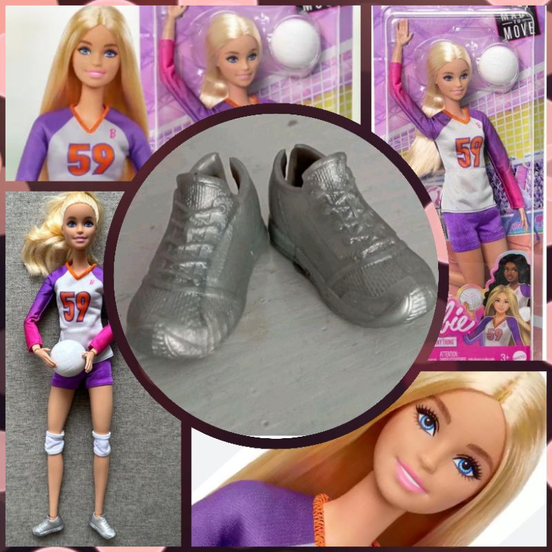 Sepatu Kets Silver Barbie Volly Ball Player Doll Original Mattel