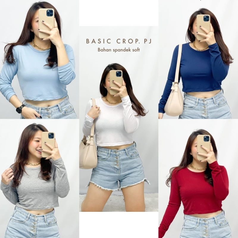 CELVINC - KAOS BASIC CROP LENGAN PENDEK DAN LENGAN PANJANG PJ BL