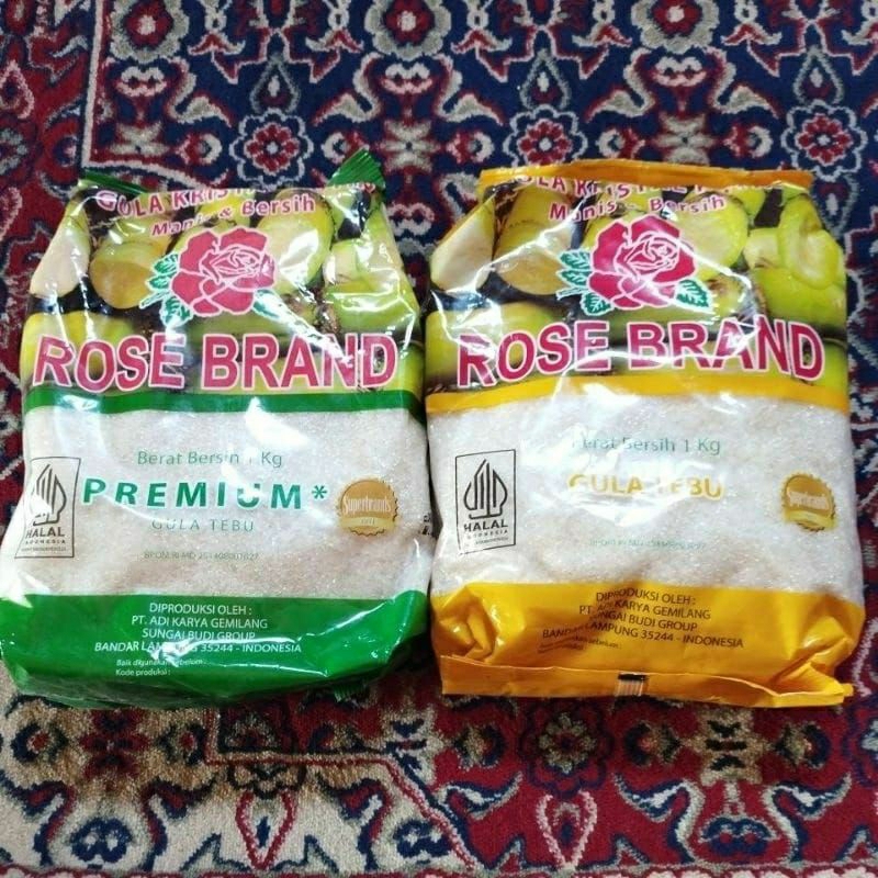 

gula pasir gula tebu kristal putih premium rose brand 1kulo hijau/ kuning