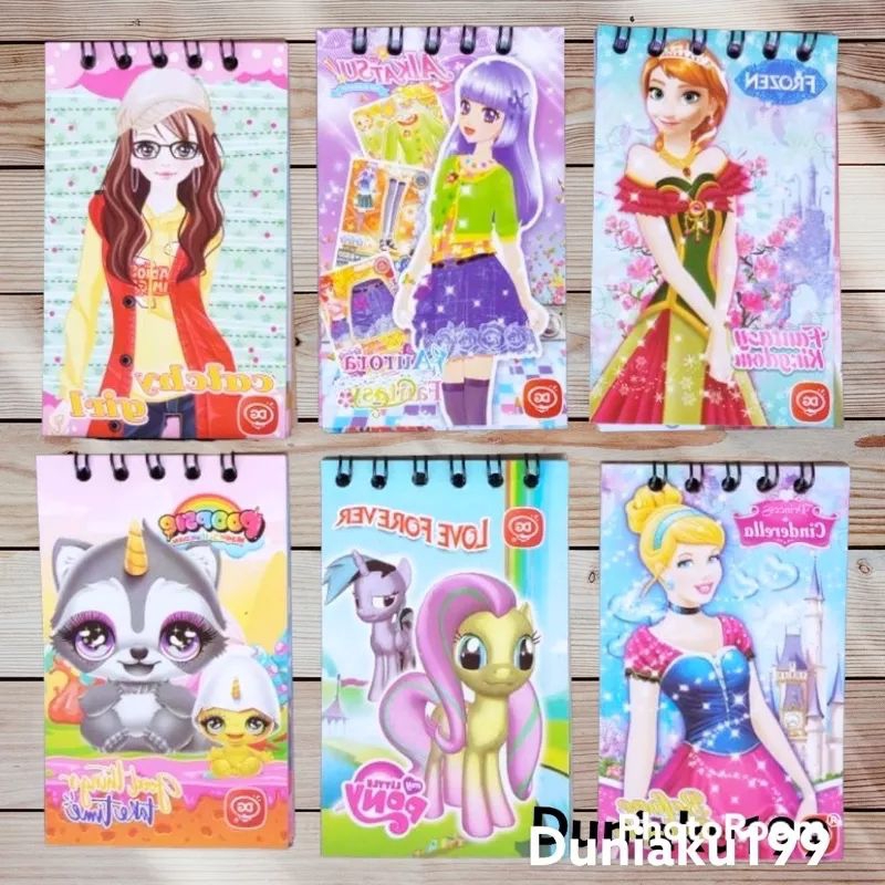 

1pcs jurnal buku catatan spiral mini note bok 6x9 cm notes motip animasi kartun