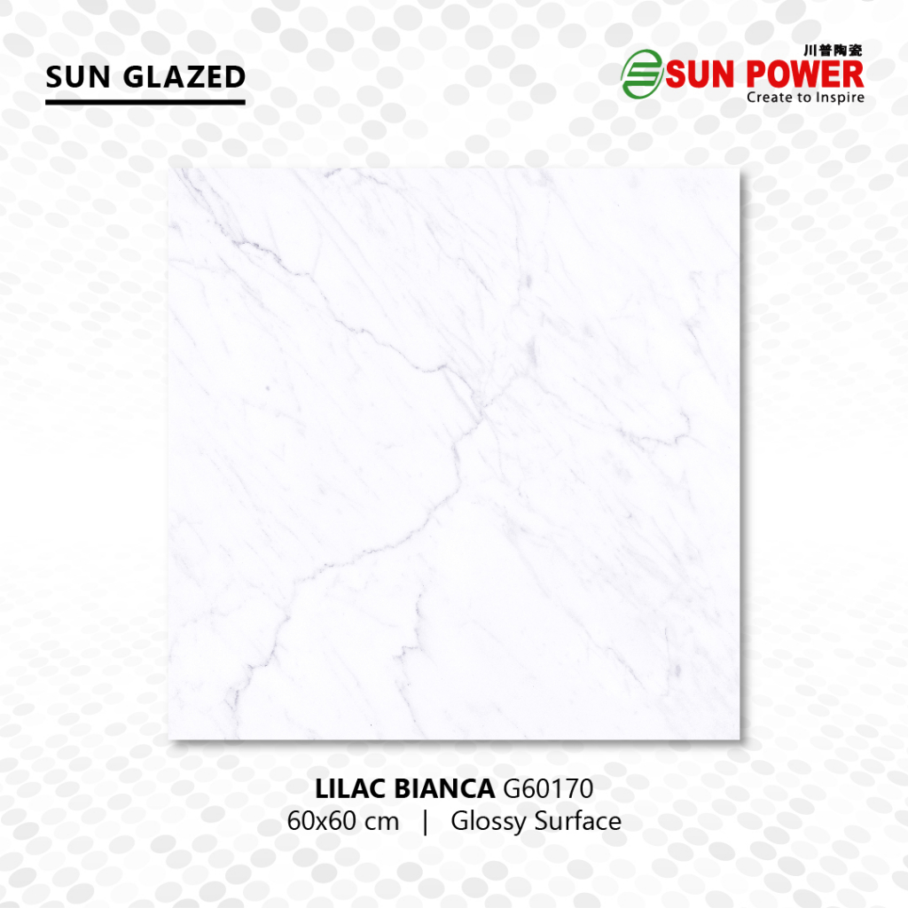Keramik Lantai Body Putih Glossy - Lilac Bianca 60x60 | Sun Power