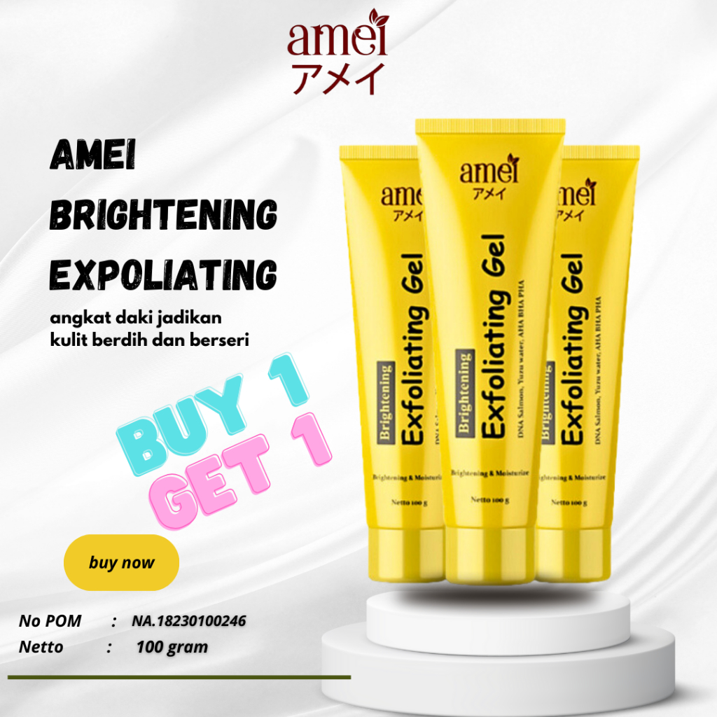 Amei Brighteninng Exfoliating Gel | Pembersih Daki | Membersihkan dan
Mencerahkan | bisa untuk wanita & pria