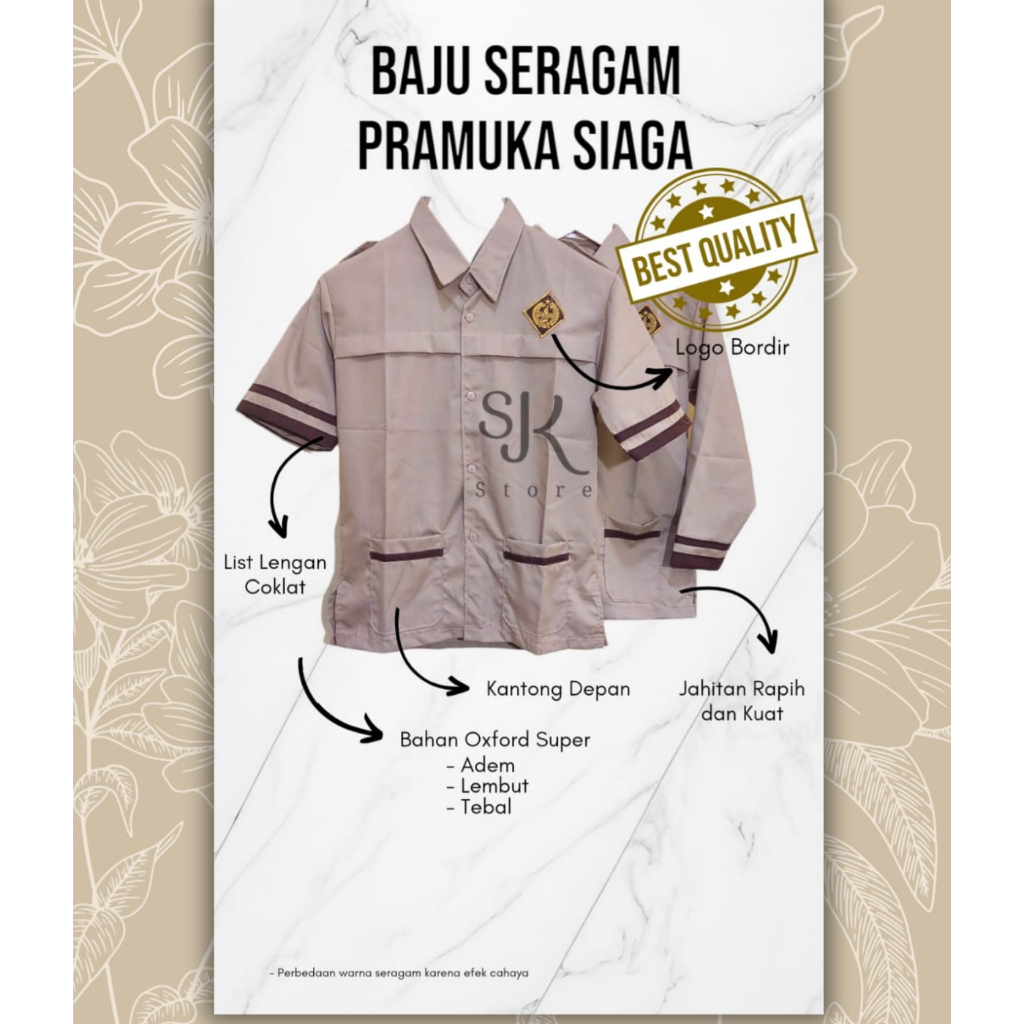 Baju Pramuka Siaga Lengan Pendek/Panjang Kain Oxford Grade A