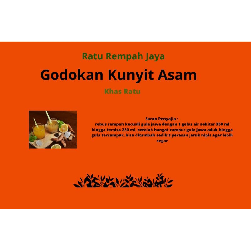 

GODOKAN KUNYIT ASAM KHAS RATU plus asam Jawa dan gula aren