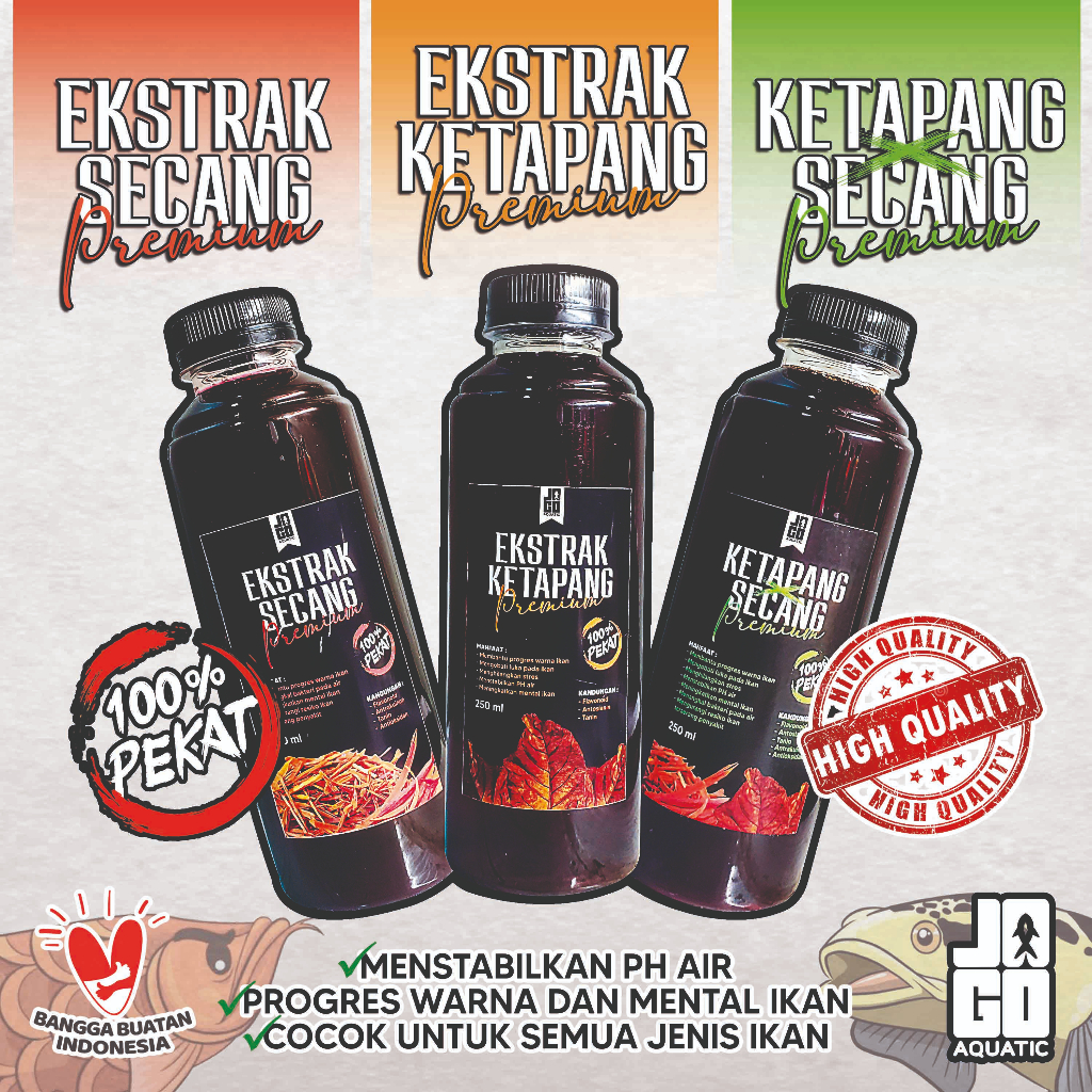 Ekstrak Ketapang Secang Pekat Premium untuk Ikan Channa, Predator, Cupang, Ikan Hias 250 ml 500 ml