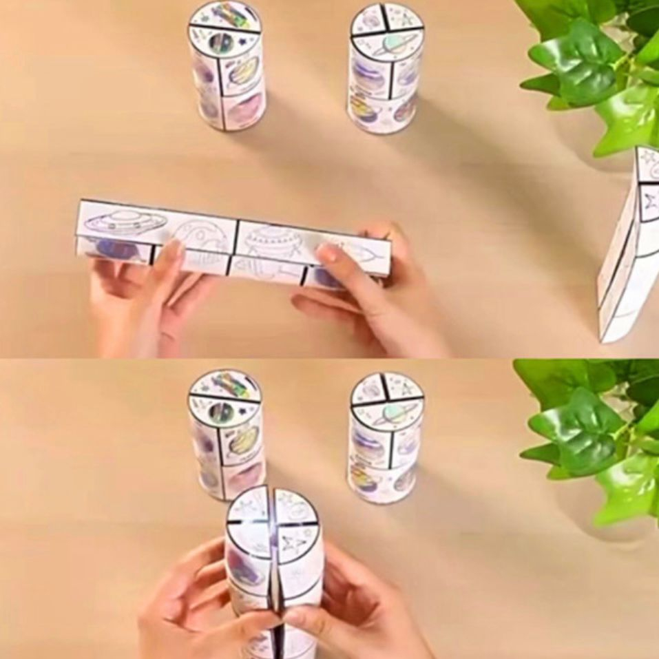 Mainan Anak Mewarnai Puzzle Tabung Rubik / Mainan Magnet Lipat Kreatifitas Anak / Mewarnai