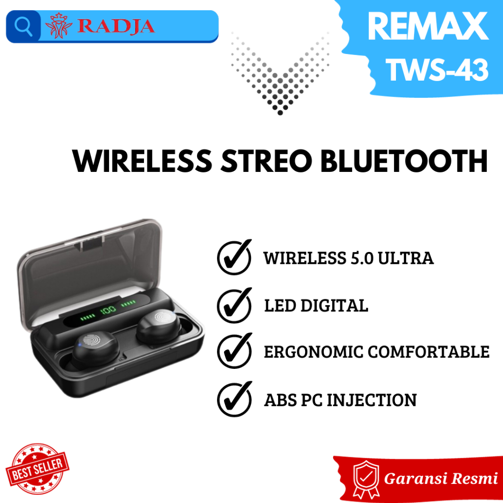 Remax TWS-43 Headset Bluetooth Digital Display TWS Earbuds