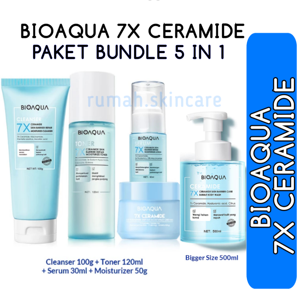 BIOAQUA 7X Ceramide Skincare Paket Repair Barrier Set With Moisturizer Cream/Hydrating Toner/Serum W