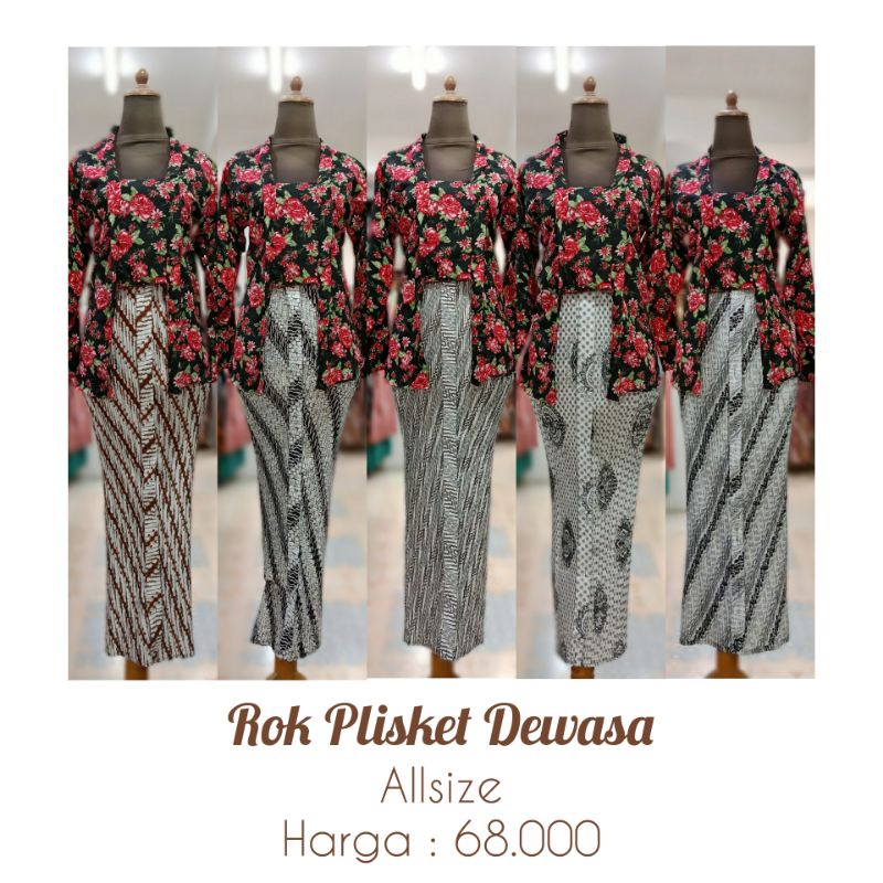 Rok Plisket Batik Dewasa/Bawahan Kebaya/Jarik Instant