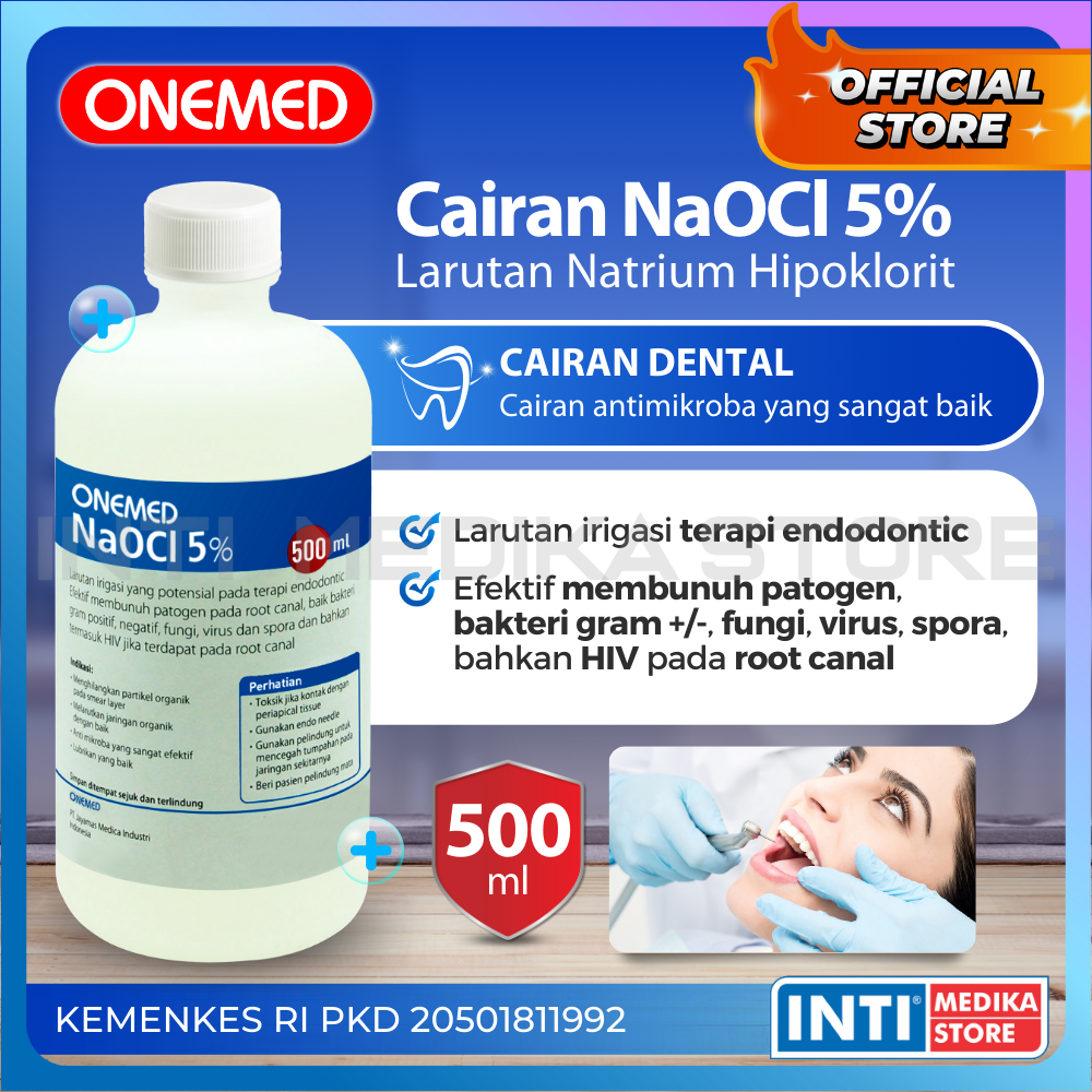 ONEMED - Cairan Dental NaOCl 2.5% 5% 500ml | Larutan Natrium Hipoklorit