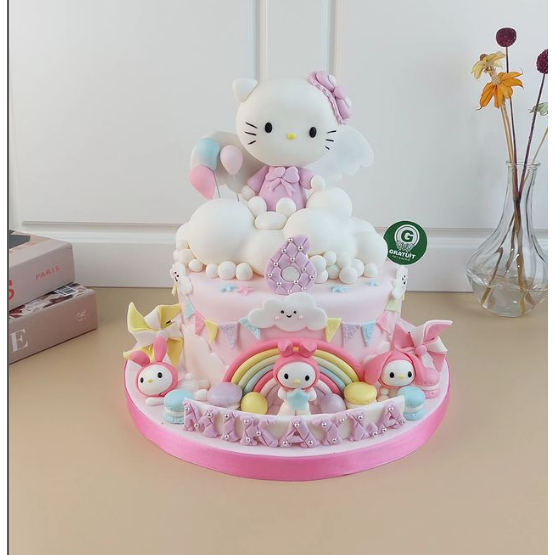 

CAKE TEMA HELLO KITTY / KUE ULANG TAHUN UK 15CM