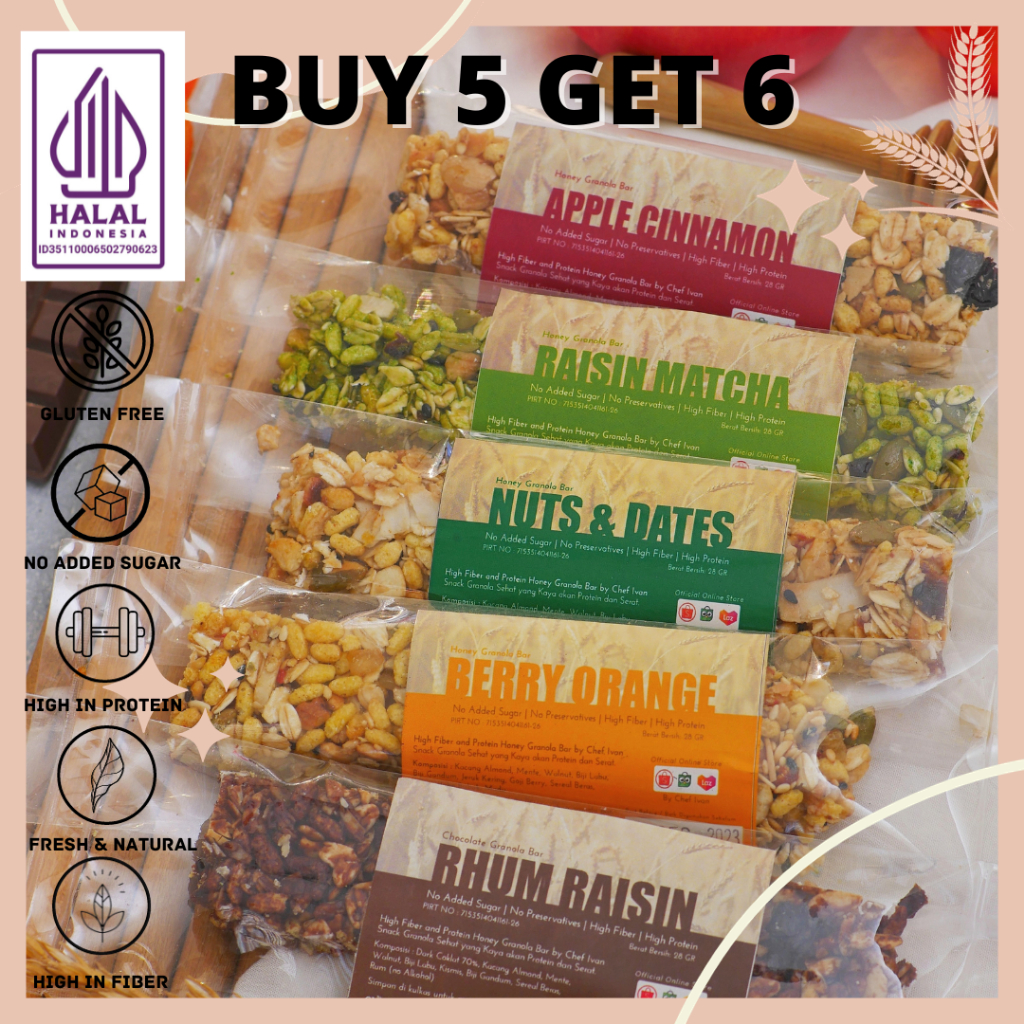 

Granola Bar Cemilan Diet Cemilan Sehat NUTS & DATES Kacang Kurma Madu