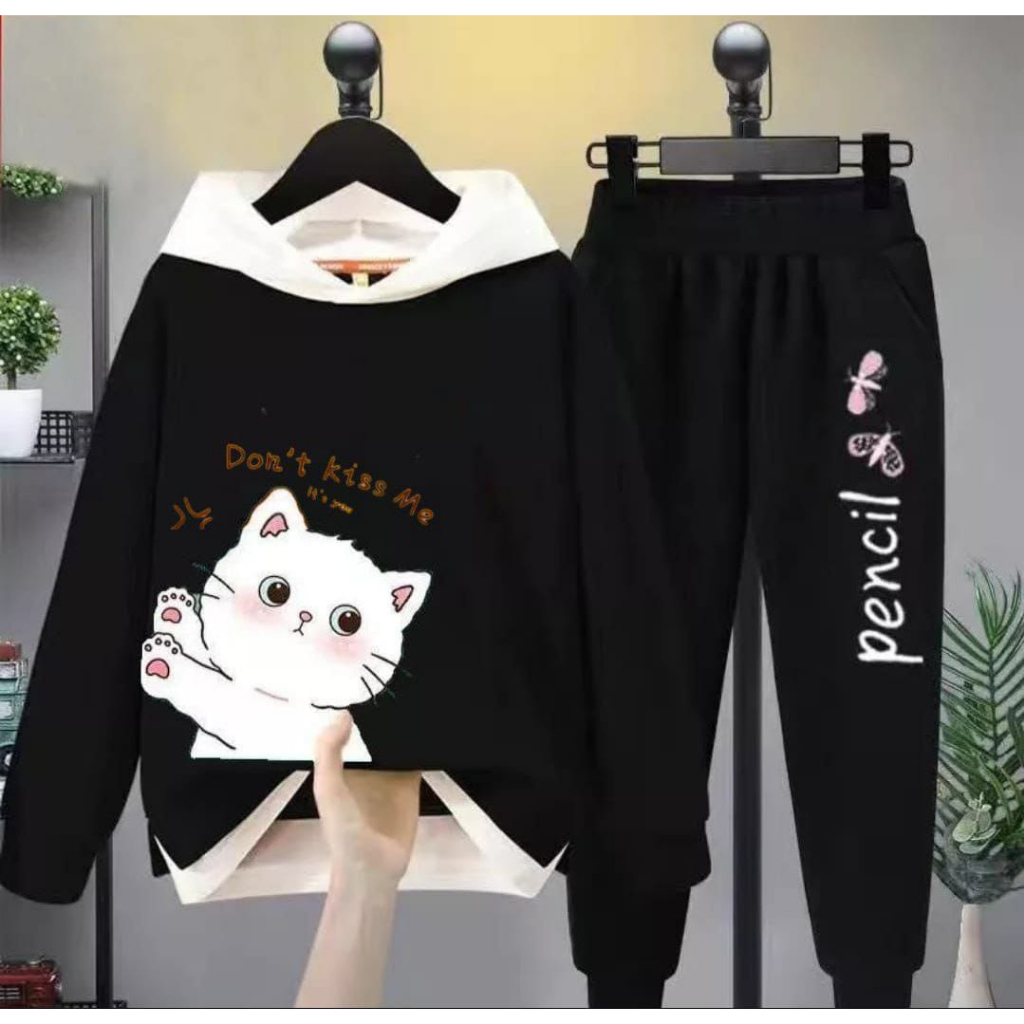 VVV Shop Setelan  Hoodie Kids Import usia 7 8 9 10 11 12 TAHUN TERGATUNG ANAK Tiga Pilihan Warna Tos