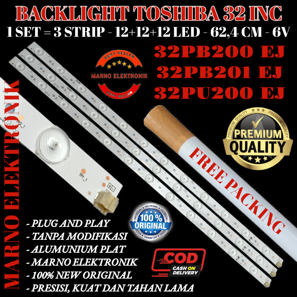 BACKLIGHT TOSHIBA 32 INC 32PB200 32PB201 32PU200 EJ 32PB200EJ 32PB201EJ 32PU200EJ LAMPU BL 6V 12LED