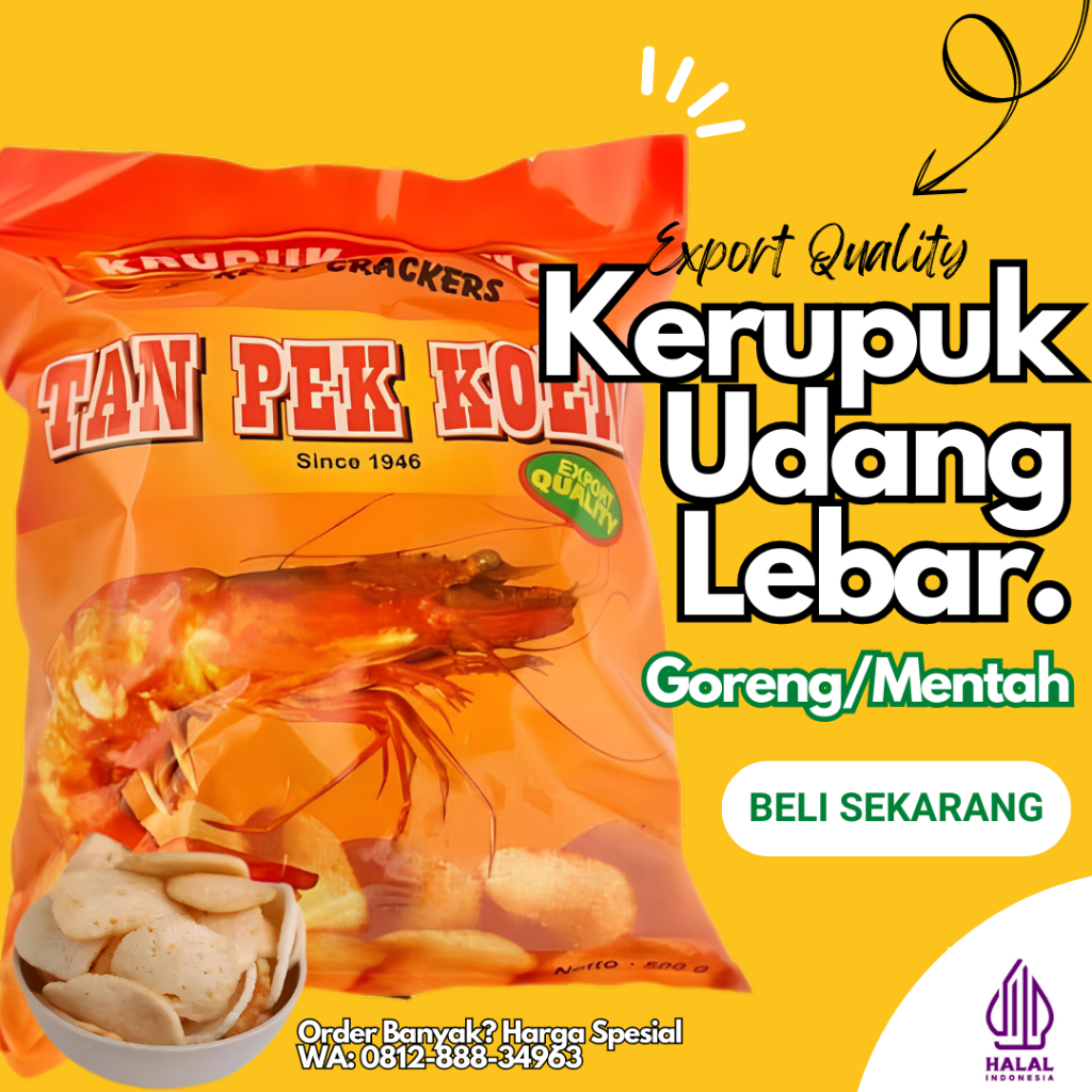 

Kerupuk Udang Tan Pek Koen 500g | 100% Udang, Kualitas Ekspor 4 Negara